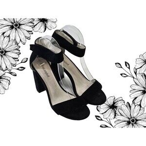 MDS Women's 7.5 Jeffrey Campbell Lindsay Black Suede Sandal High Heel Pumps EUC